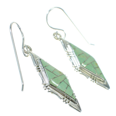 Southwest Turquoise Inlay Silver Jewelry Hook Dangle Earrings AX78564